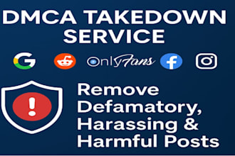 takedown remove delete defamatory harassing negative harmful post social media