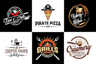 design food drinks, pizza, coffee shop and restaurant logo