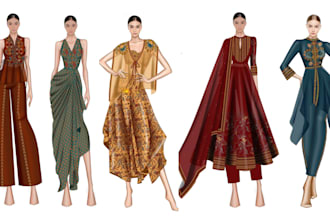 create high end fashion illustration and flat sketches