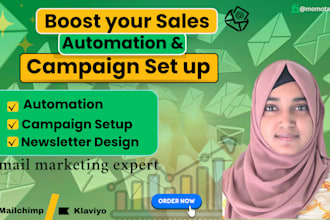 set up and automate your email marketing campaigns with mailchimp or klaviyo