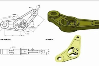 create 2d mechanical drawing, technical drawing in solidworks and autocad