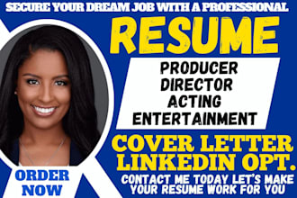 write a professional producer director actor actress film acting media resume