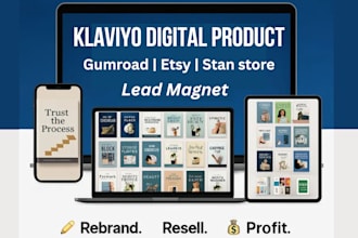 setup klaviyo digital product store, gumroad, etsy, stan store, lead magnet flow
