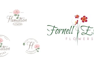 design hand drawn minimal botanical, boho, floral logo