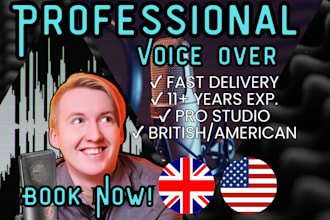 record studio quality human male british or american voice over