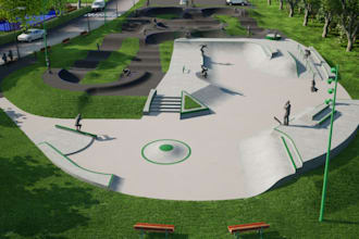 redesign 3d site plan,kart circuit, landscape sport arena modeling,map rendering