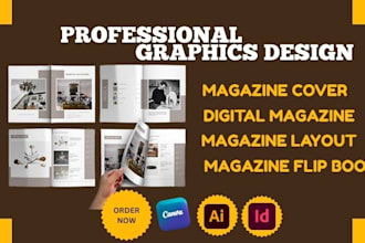 design digital magazine cover layout, flipbook with idesign, adobe illustrator