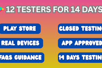 provide 12 testers, 20 testers for google play closed testing, 12 app testers