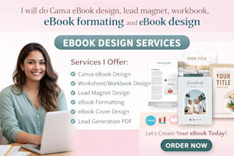 do canva ebook design, lead magnet, workbook, ebook formatting and ebook design