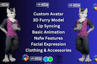 do 3d model nsfw avatar vtuber vrchat avatar furry vseeface aniamze