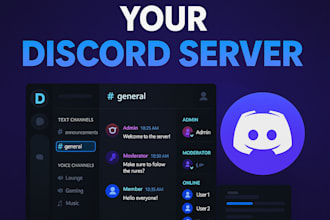 create and set up a professional discord server with custom bots and roles