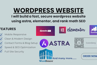 build a fast, secure wordpress website using astra, elementor, and rank math SEO