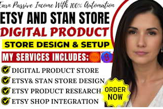 setup etsy shop stan store print on demand tshirt design etsy digital product