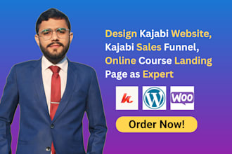 design kajabi website, kajabi sales funnel, online course landing page as expert