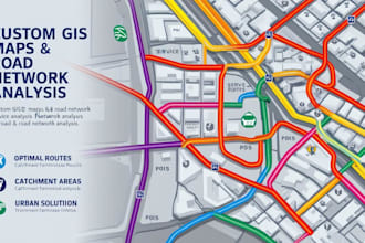 custom gis map design and road network analysis