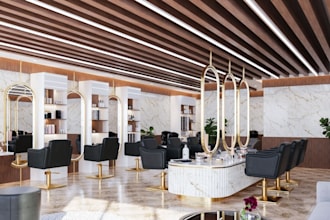 visualize beauty salon, nail salon render, medical spa,3d commercial store model