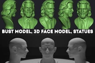 sculpt realistic 3d head, bust, bust model, 3d face model, statues