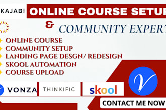 setup online community skool kajabi vonza thinkific teachable expert