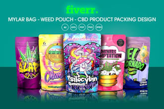 design mylar bag weed pouch cannabis packaging tea label and cbd product label