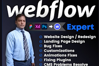 redesign or develop webflow website ecommerce figma landing page alamentor pro