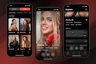 build dating app like tinder,bumble,hinge,video app,chat app for IOS and android