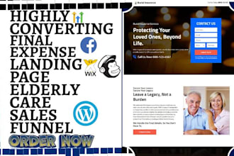 build final expense landing page life insurance website burial insurance website