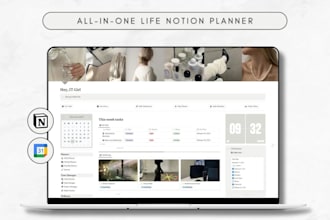 design notion daily planner habit tracker, notion life dashboard, notion planner