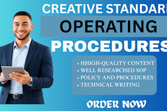 write business sops and manual policy standard operating procedure for you
