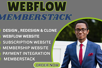 build a responsive webflow website with memberstack and ecommerce integration