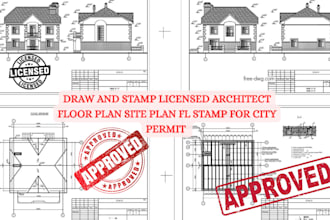 draw and stamp architectural floor plan site plan florida stamp for city permit