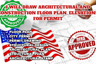 review, stamp architectural, permit drawing, structural design for city approval