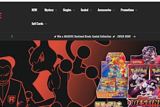 design pokemon website, trading card shopify  store video game store tcg store