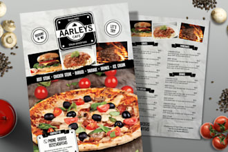 do a modern restaurant menu design, food menu and menu board