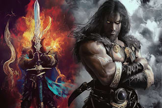 draw dnd character art or party, fantasy, scifi or creature illustration