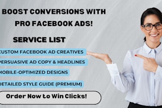 design facebook ad creatives, images, copy