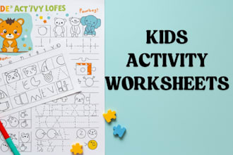 design custom kid activity books worksheets colouring pages and covers for kids