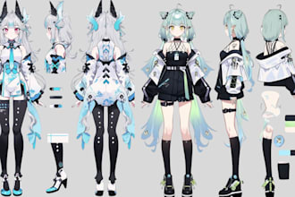 design rig live2d vtuber character design i2d avater vtuber studio art anime