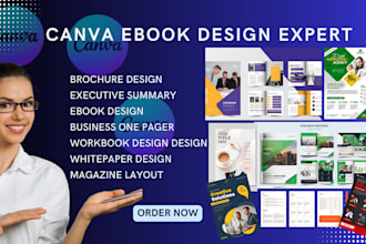design canva editable ebook, brochure, magazine design flyers lookbook one pager