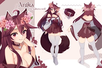 draw anime vtuber character reference sheet oc ref sheet vtuber model art design