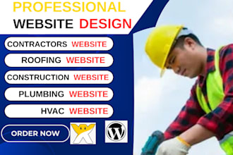 design construction, roofing, hvac, handyman, plumbing website on wix, wordpress