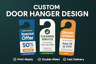 door hanger, yard sign, rack card, signage design, and flyer design