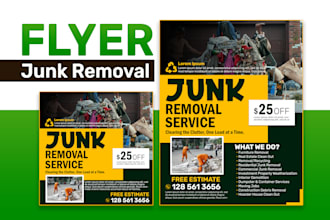 design junk removal flyers, brochures or junk removal one pager