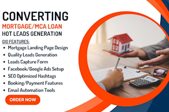 generate quality mortgage or loan leads via ads and landing page or sales funnel