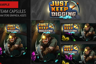 create stylized steam capsule game poster marketing banner game ui environment