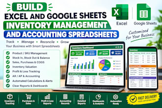 build excel and google sheets inventory management and accounting spreadsheets