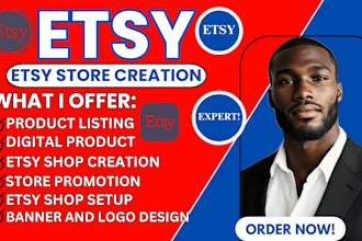 create and setup your etsy seller shop, logo, banner, and product listings