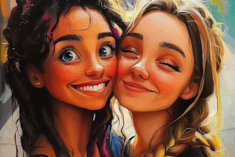 draw anime friendship portrait and pet portrait