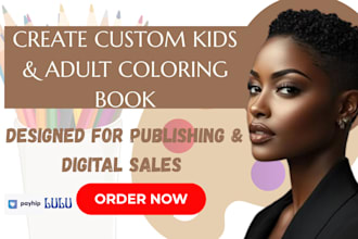 create custom kids or adult coloring book storybook or ebook for lulu or payhip