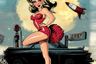 design a cute and sexy pin up pinup girl of your choice