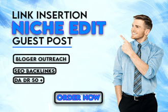 do link insertion, and niche edits on high authority blogs for SEO backlinks